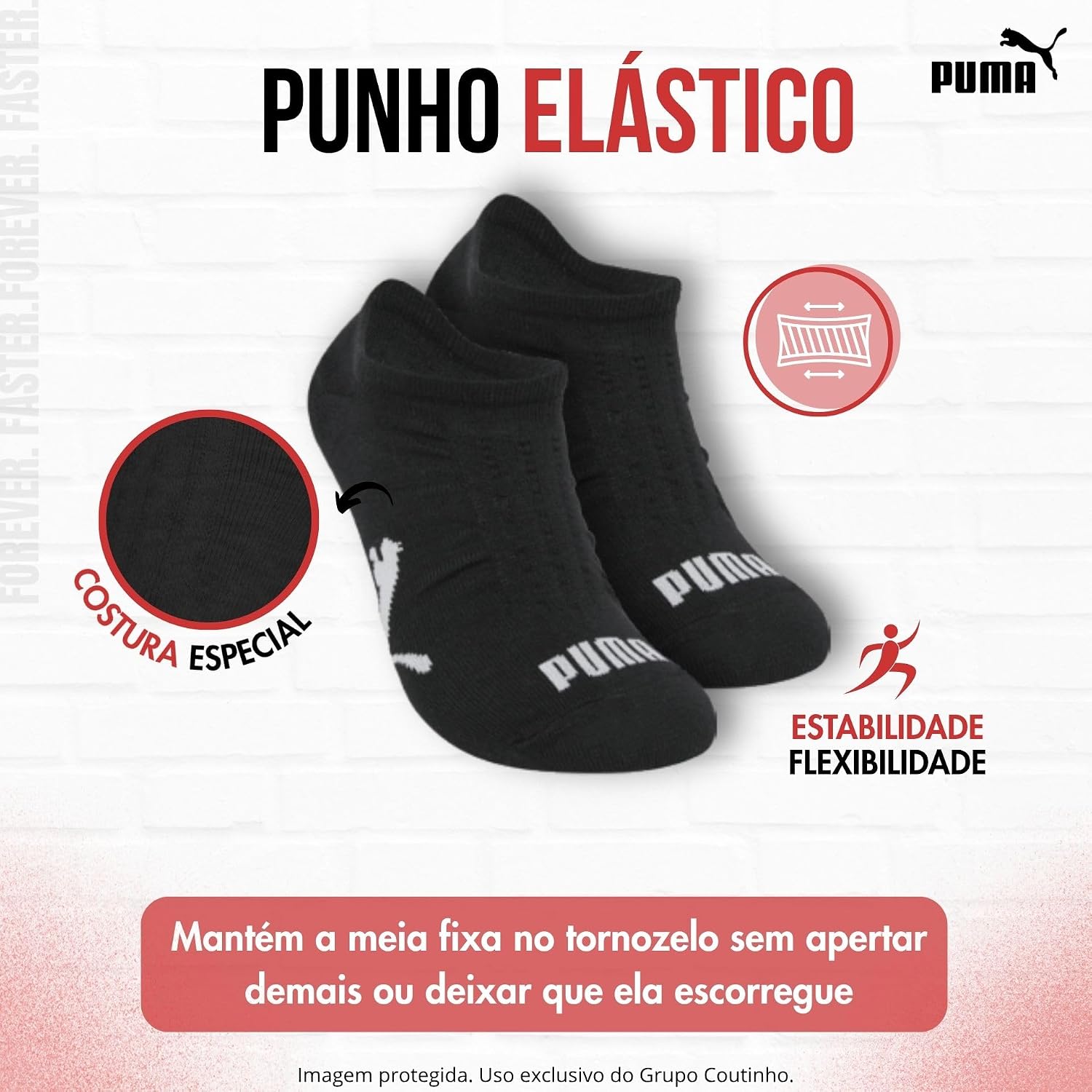 Kit 9 Pares Meia Puma Invisível Soquete Sapatilha Respirável Original