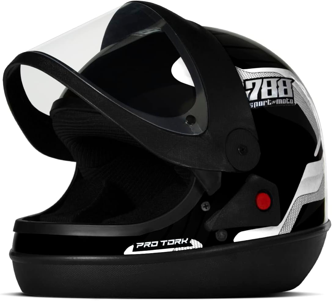 CAPACETE FECHADO PRO TORK SPORT MOTO 788 PRETO - BRANCO TAM. 58