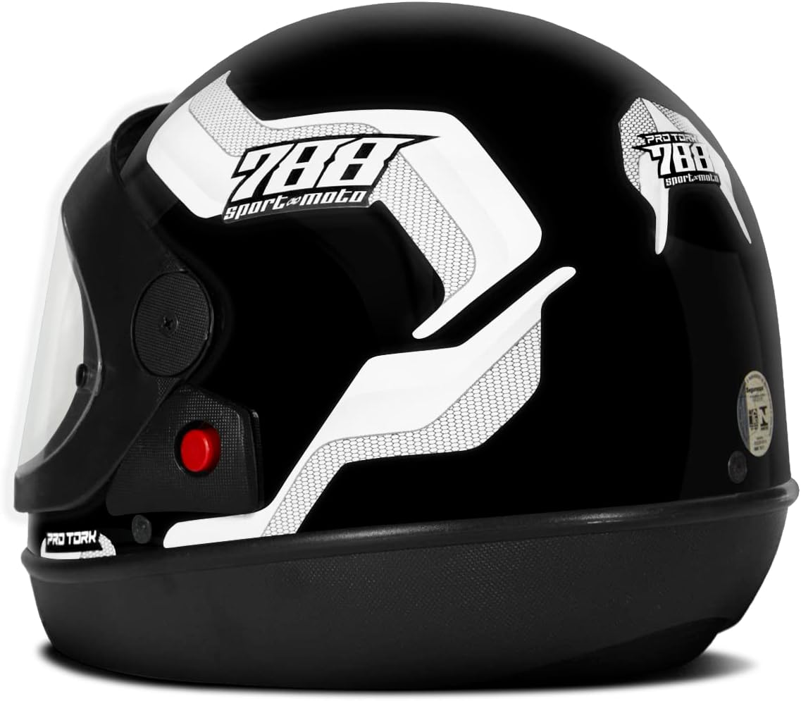 CAPACETE FECHADO PRO TORK SPORT MOTO 788 PRETO - BRANCO TAM. 58