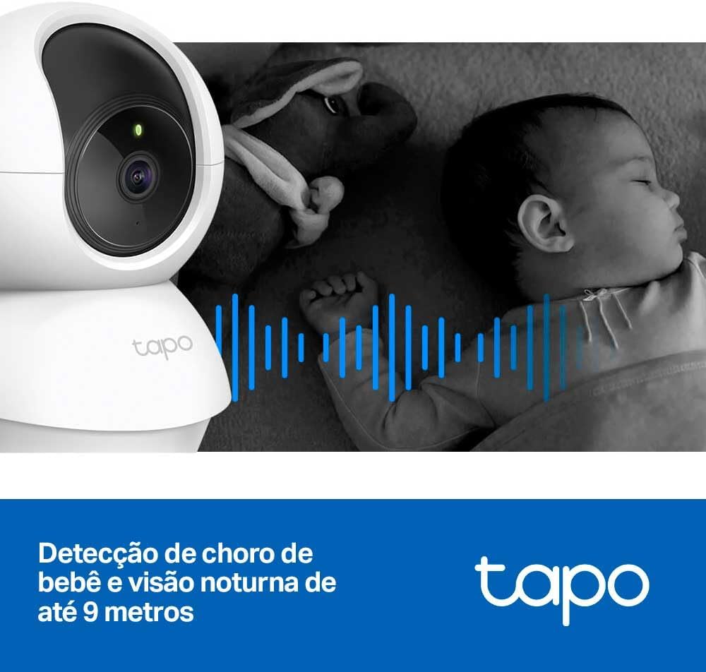 Camera de Segurança Wi-Fi 360º, 1080p Full HD TP-Link Tapo C200, Visão Noturna, Audio de duas vias, Detecção de Movimentos, Trabalha com Alexa, 512G de Armazenamento Local, Armazenamento na Nuvem