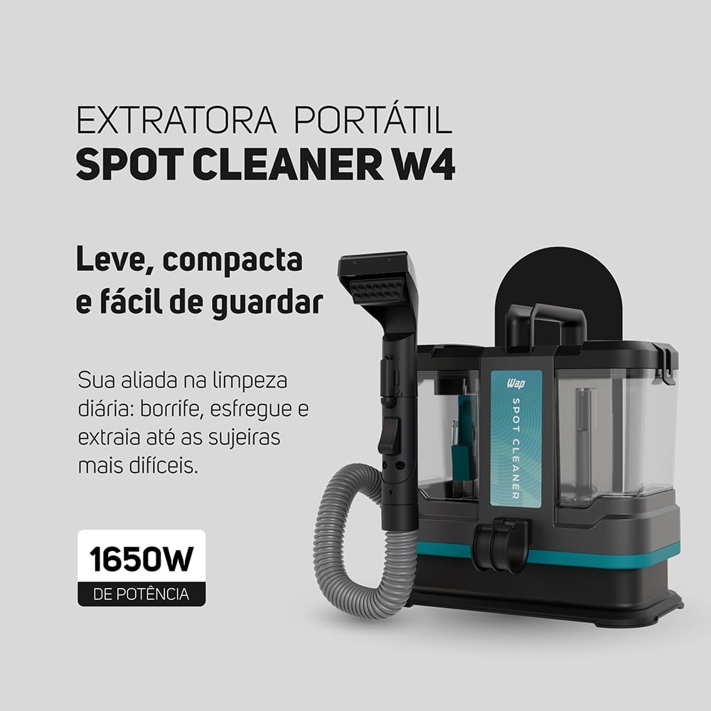 WAP Extratora e Higienizadora 3 em 1 WAP SPOT CLEANER W4 1650W Leve Compacta Alcance de 6 Metros Com 3 Acessórios (110, Volts)