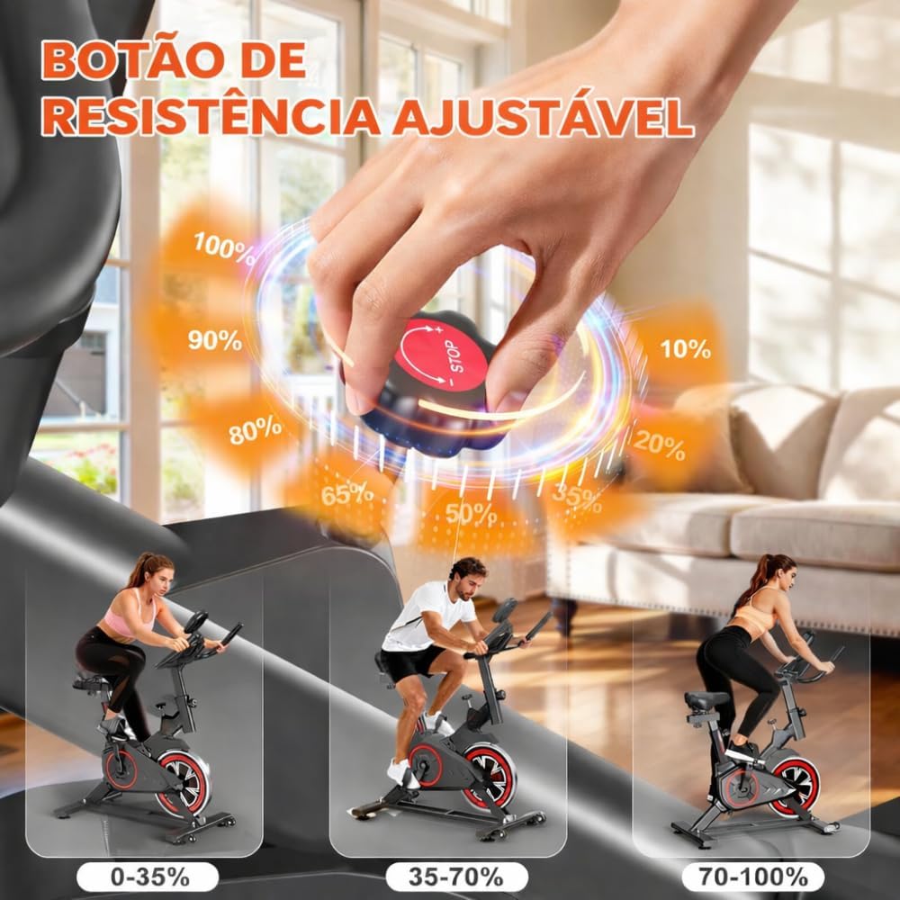 Bicicleta Ergométrica Bike Spinning para Treino em Casa e Academia, Silenciosa, Ajustável e Confortável, Ideal para Cardio e Emagrecimento – Linha Fitness Premium