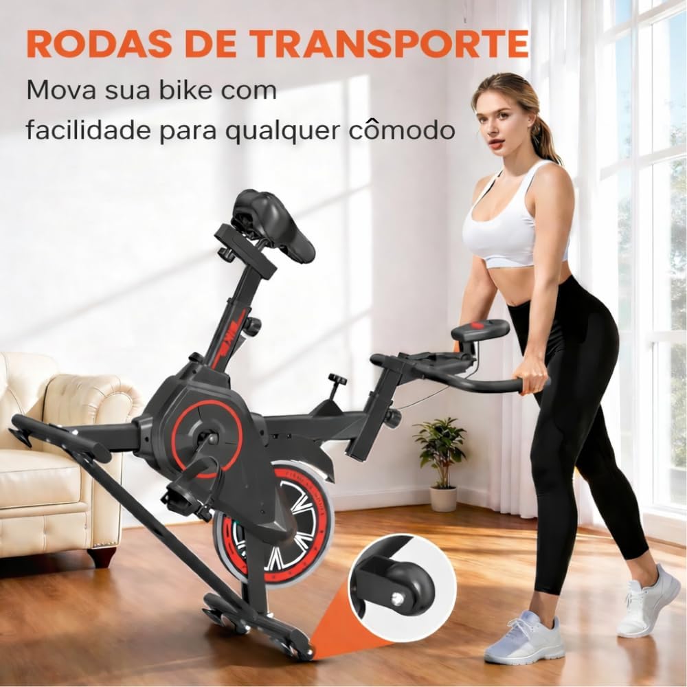 Bicicleta Ergométrica Bike Spinning para Treino em Casa e Academia, Silenciosa, Ajustável e Confortável, Ideal para Cardio e Emagrecimento – Linha Fitness Premium