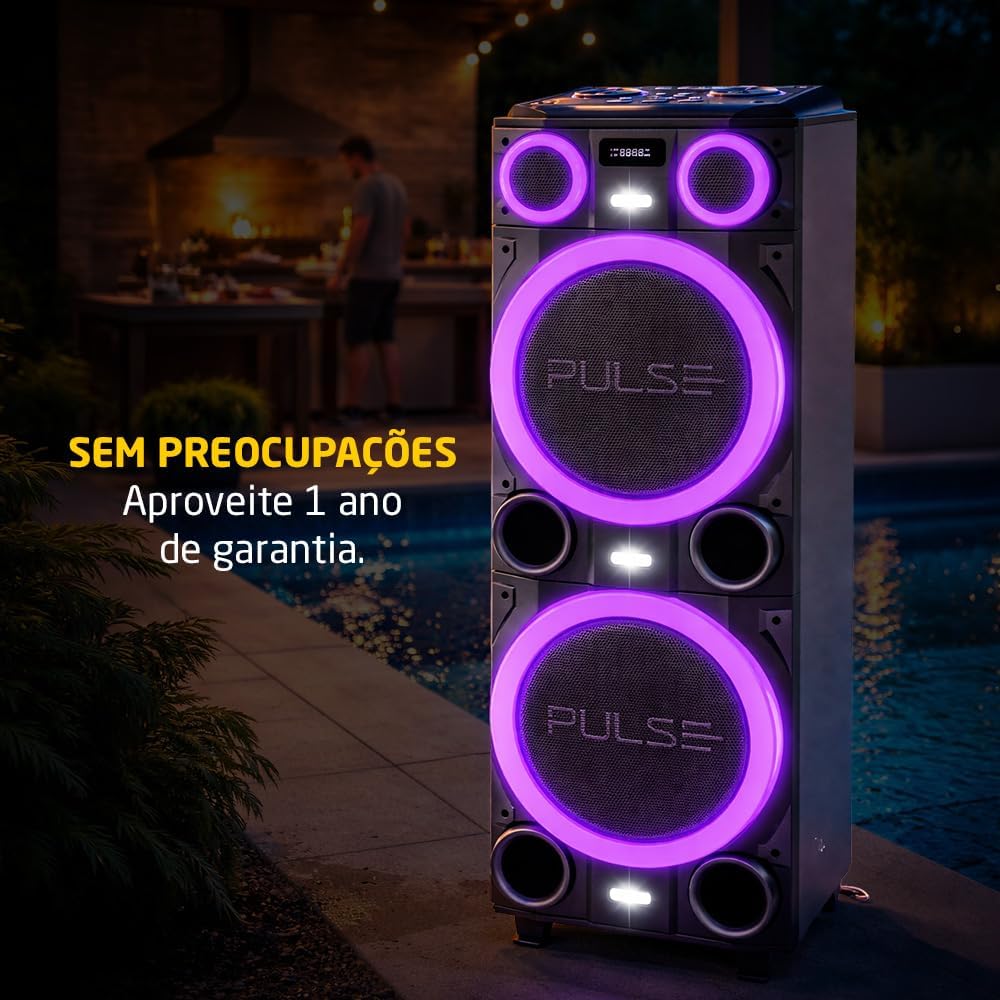 Pulse SP518 Bluetooth Torre de Som, Preto, 2000W RMS, Bivolt