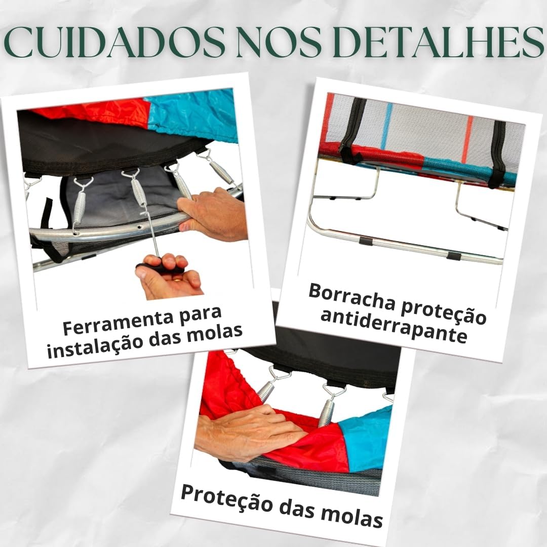 Cama Elástica Infantil com Rede de Proteção, diâmetro 140cm X altura 120cm, Colorida, pula pula para Interior e Exterior ELORIA
