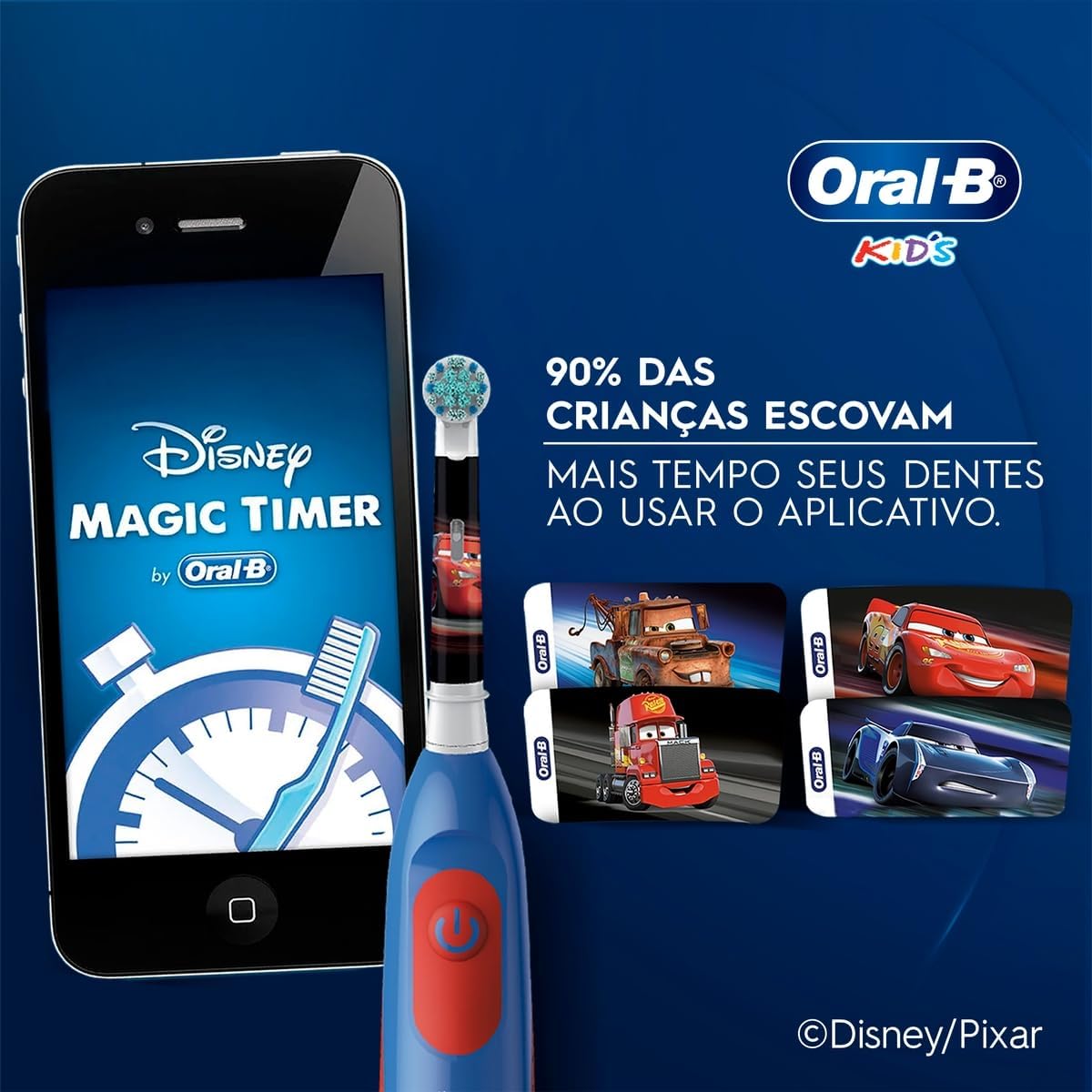 Oral-B Escova de Dente Elétrica Infantil Disney Carros, 1 Unidade