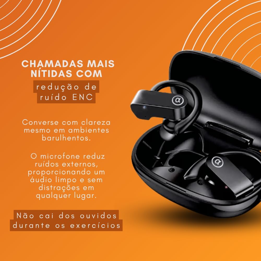 Fone de Ouvido, Bluetooth 5.4, IPX5 à Prova D'Água, 45h de Bateria, Com Microfone Embutido. Design Esportivo e Ergonômico, Ideal Para Corridas, Atividades Físicas, Videogame, IPhone e Android