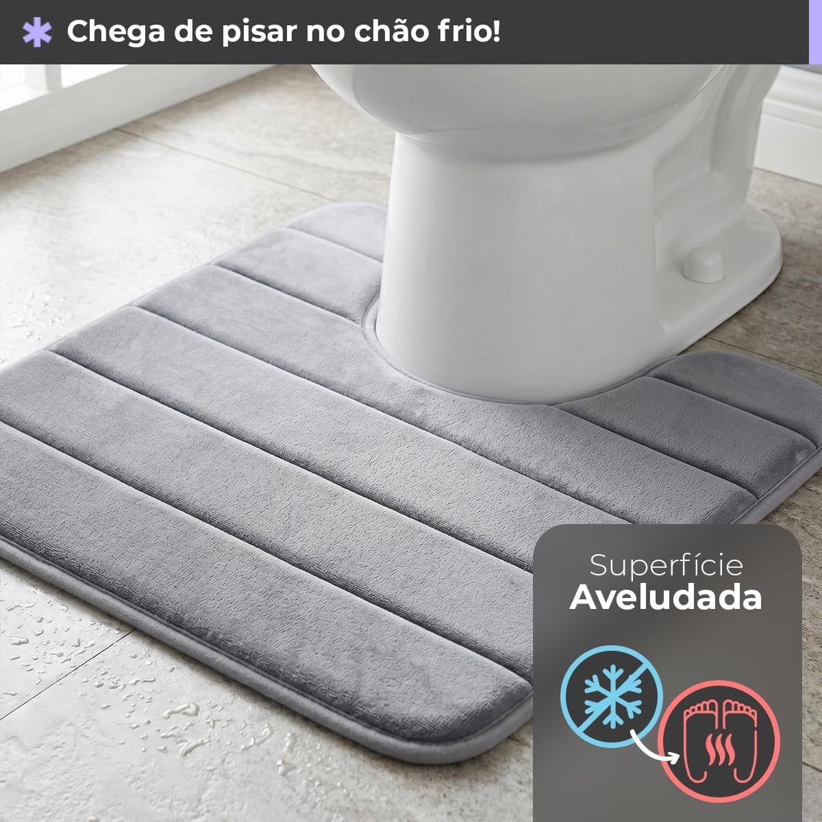 Decolab Jogo De Tapetes Para Banheiro Completo | Kit Tapetes Banheiro Ultra Absorvente | Tapetes Antiderrapantes Super Soft Multiuso Decoração (Cinza-escuro, 3 Peças)