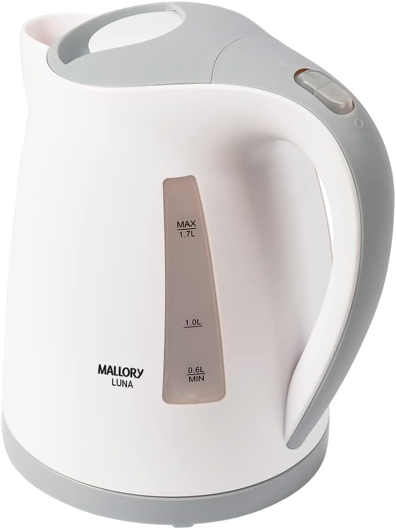 Chaleira Elétrica Mallory Luna – 1,7L, Base Rotativa 360º, Desligamento Automático, Indicador de Nível de Água - 220V