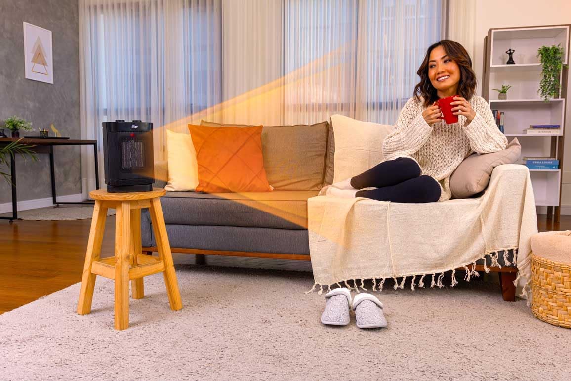 WAP Aquecedor de Ar Elétrico Portátil AIR HEAT CERAMIC, 3 em 1, com 2 Níveis de Aquecimento e Oscilação, 1500W 127V