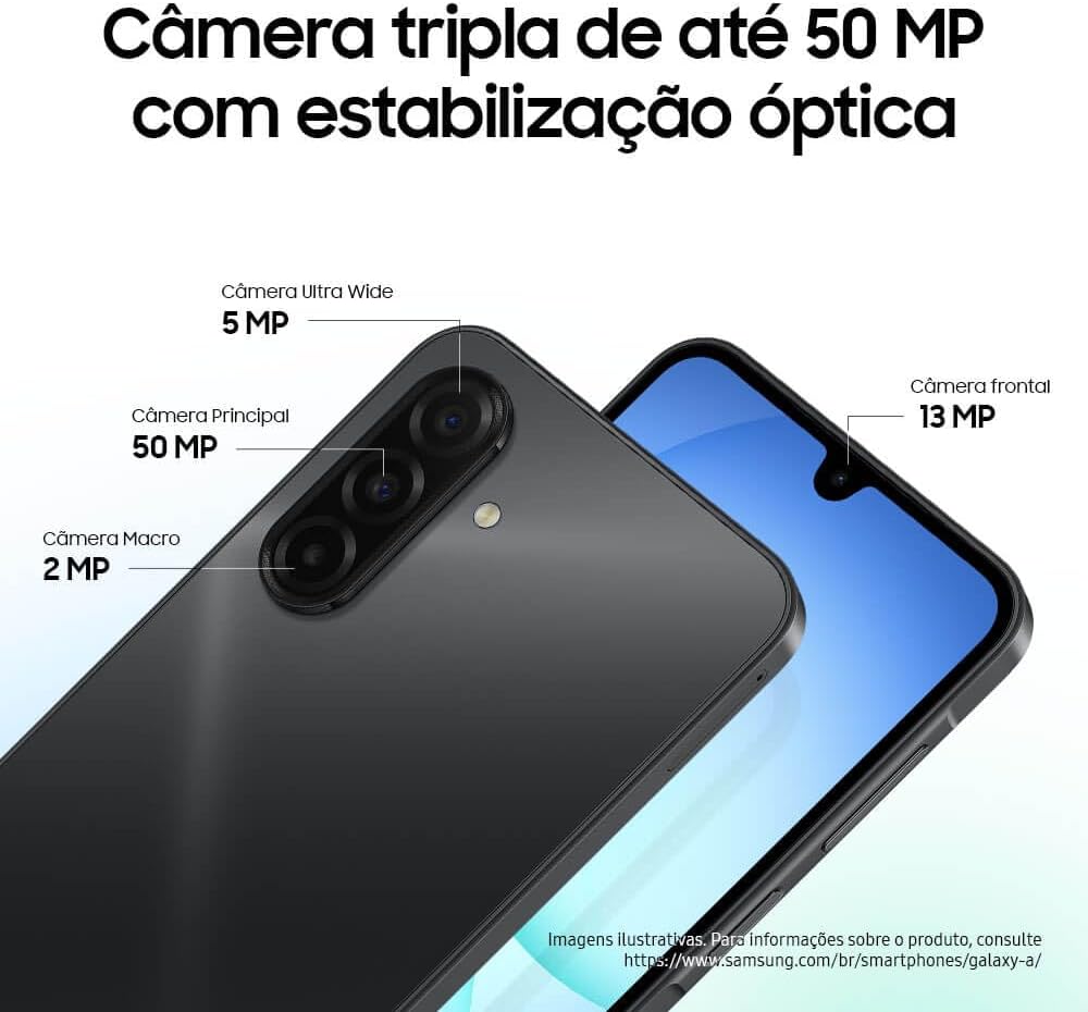 Celular Samsung Galaxy A17, 256GB, 8GB, 50MP Tela 6.7", IP54 - Preto
