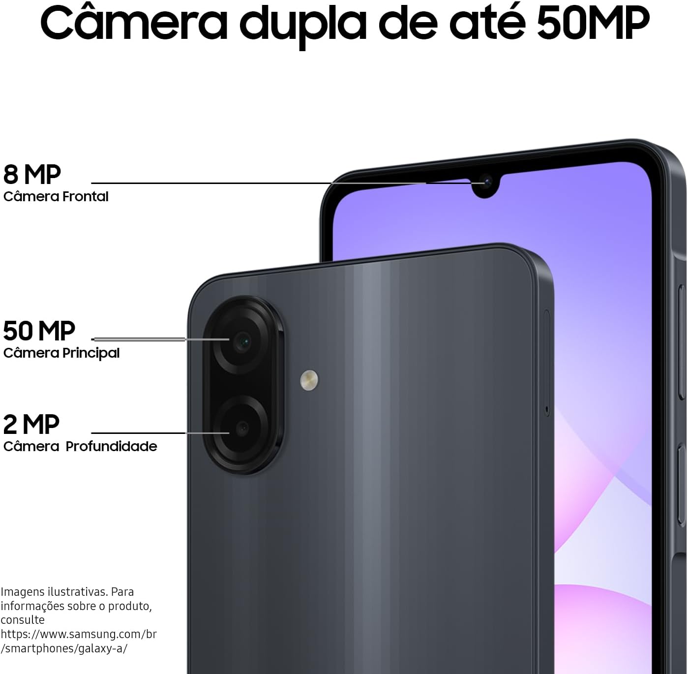 Celular Samsung Galaxy A07 128GB, 4GB, Câm. 50MP, Tela 6.7"- Preto