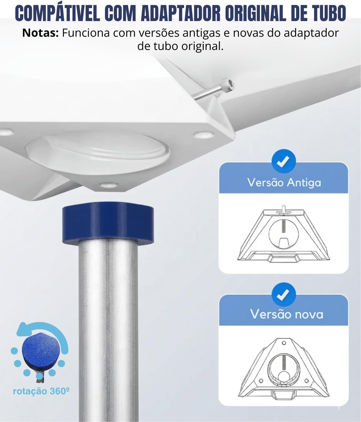 Suporte Articulável para Starlink Mini, Rotação 360 graus, Alumínio, 52 cm, Fixação em Telhado ou Parede