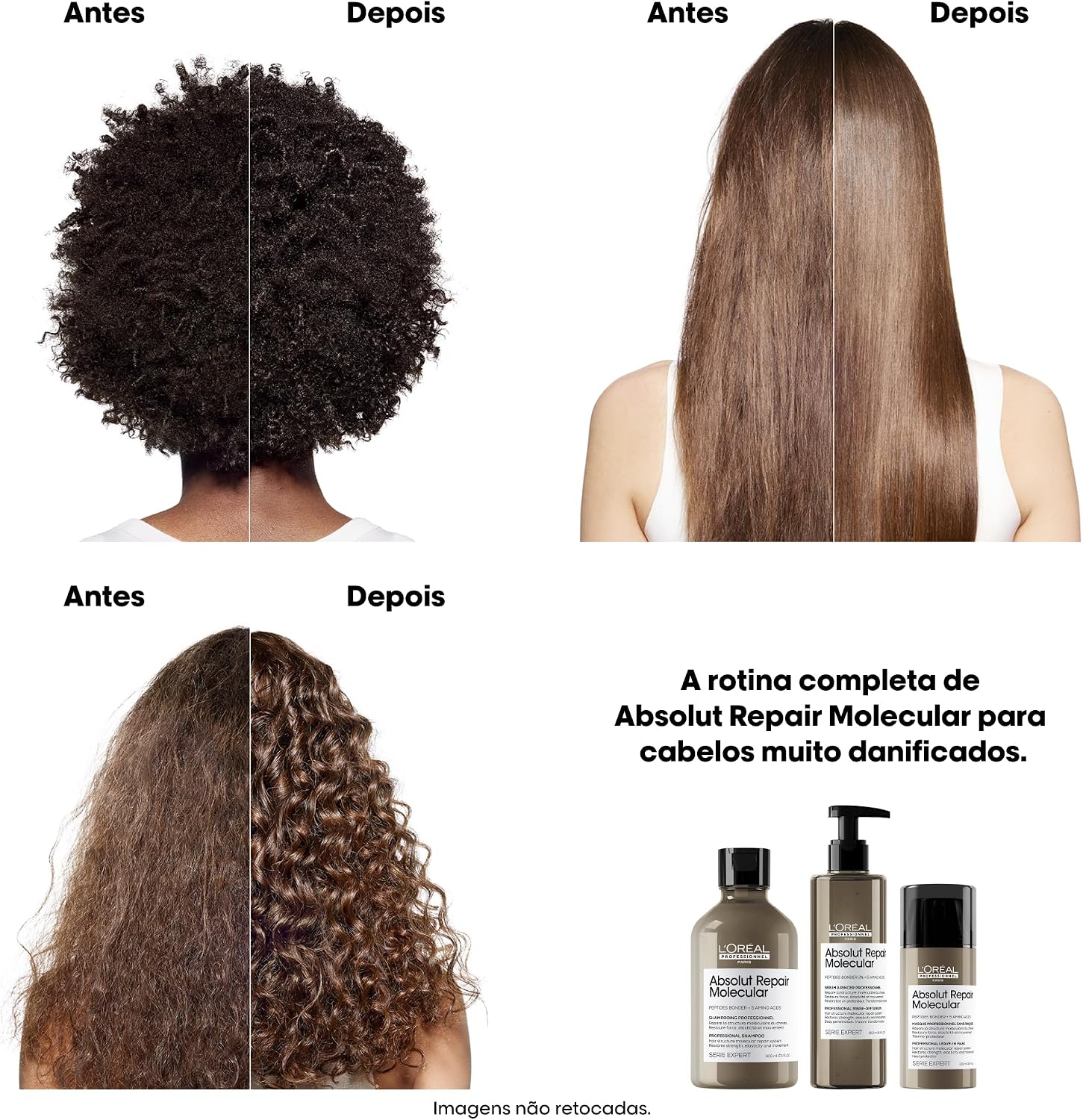 Leave-in L'Oréal Professionnel Absolut Repair Molecular, Repara e Restaura, Proteção Térmica, 100ml