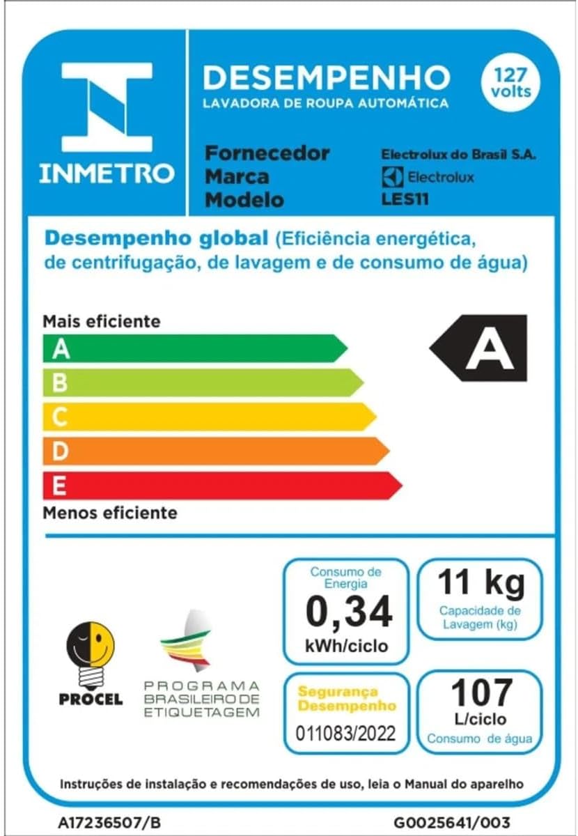 Máquina de Lavar Electrolux 11kg Branca Essential Care com Easy Clean e Filtro Fiapos (LES11) - 127V