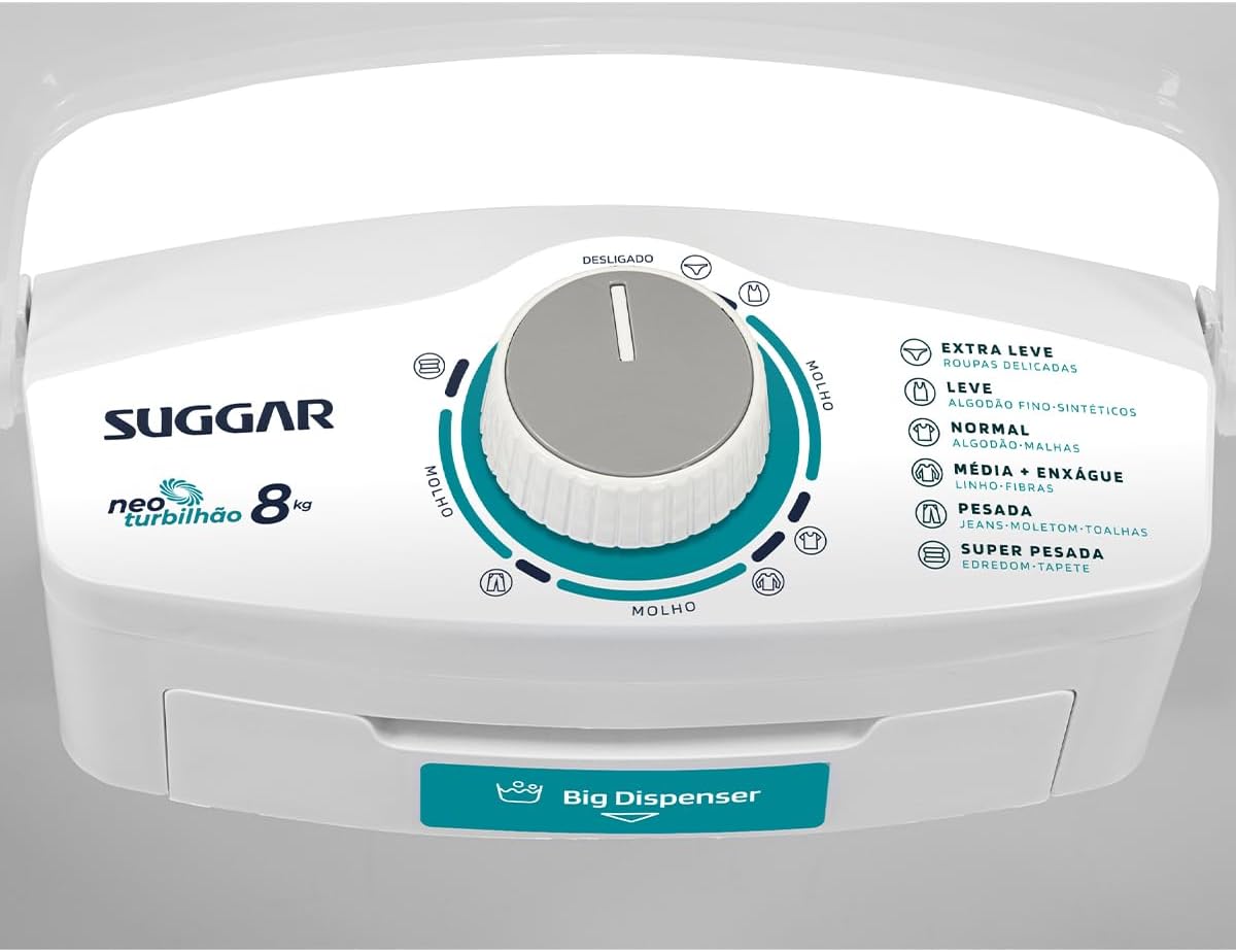 SUGGAR LAVADORA DE ROUPAS NEO TURBILHÃO 8KG 110V BRANCA LE8001BR