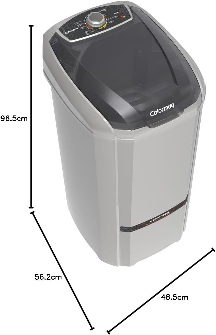 Colormaq Máquina de Lavar Roupa Semiautomática Tanquinho 15 KG LCS 15 Prata 127V