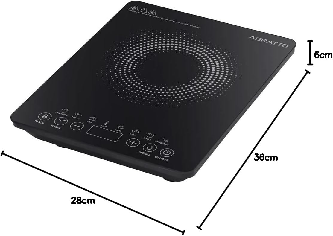 AGRATTO COOKTOP INDUCAO ACKI01I-02 PRETO 1 BOCA 2000W 220V