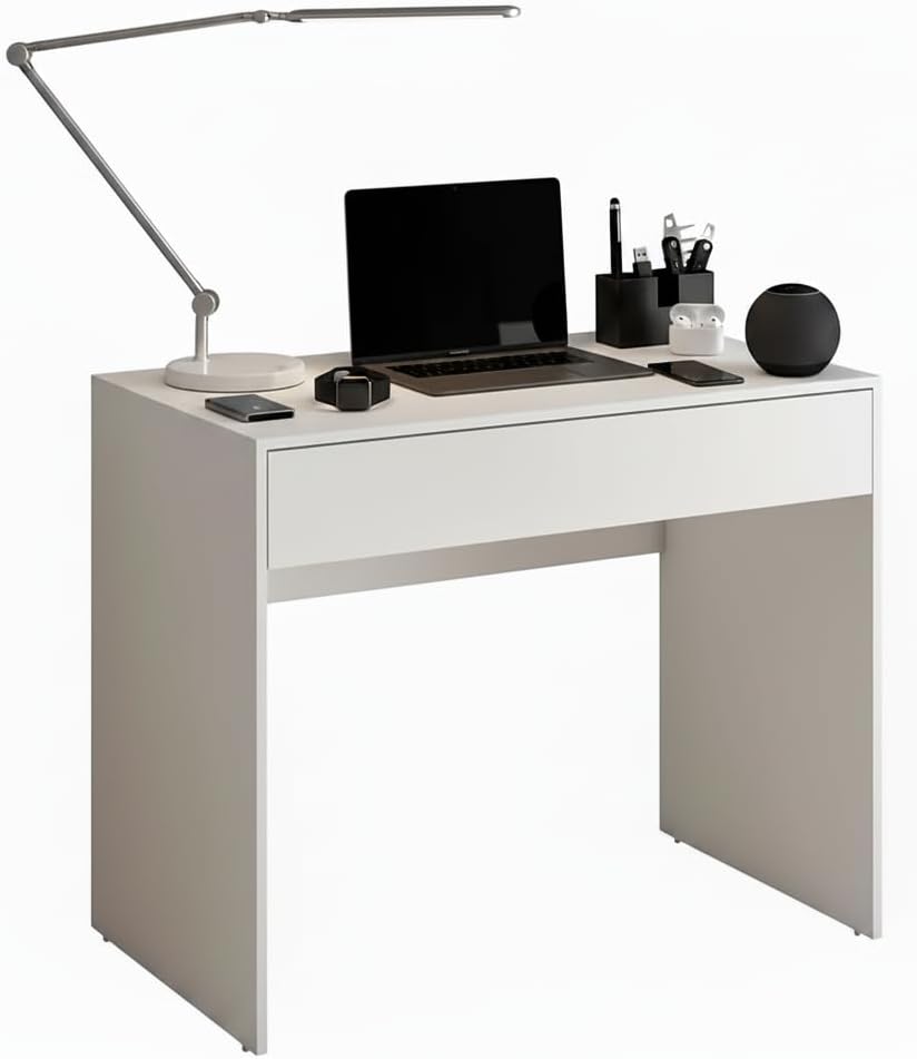 Escrivaninha Multifuncional com Gaveta Mesa Compacta para Quarto (BRANCO)