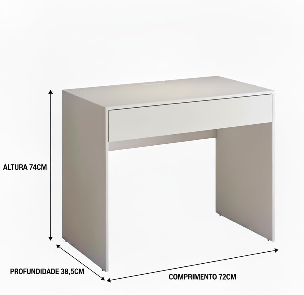Escrivaninha Multifuncional com Gaveta Mesa Compacta para Quarto (BRANCO)