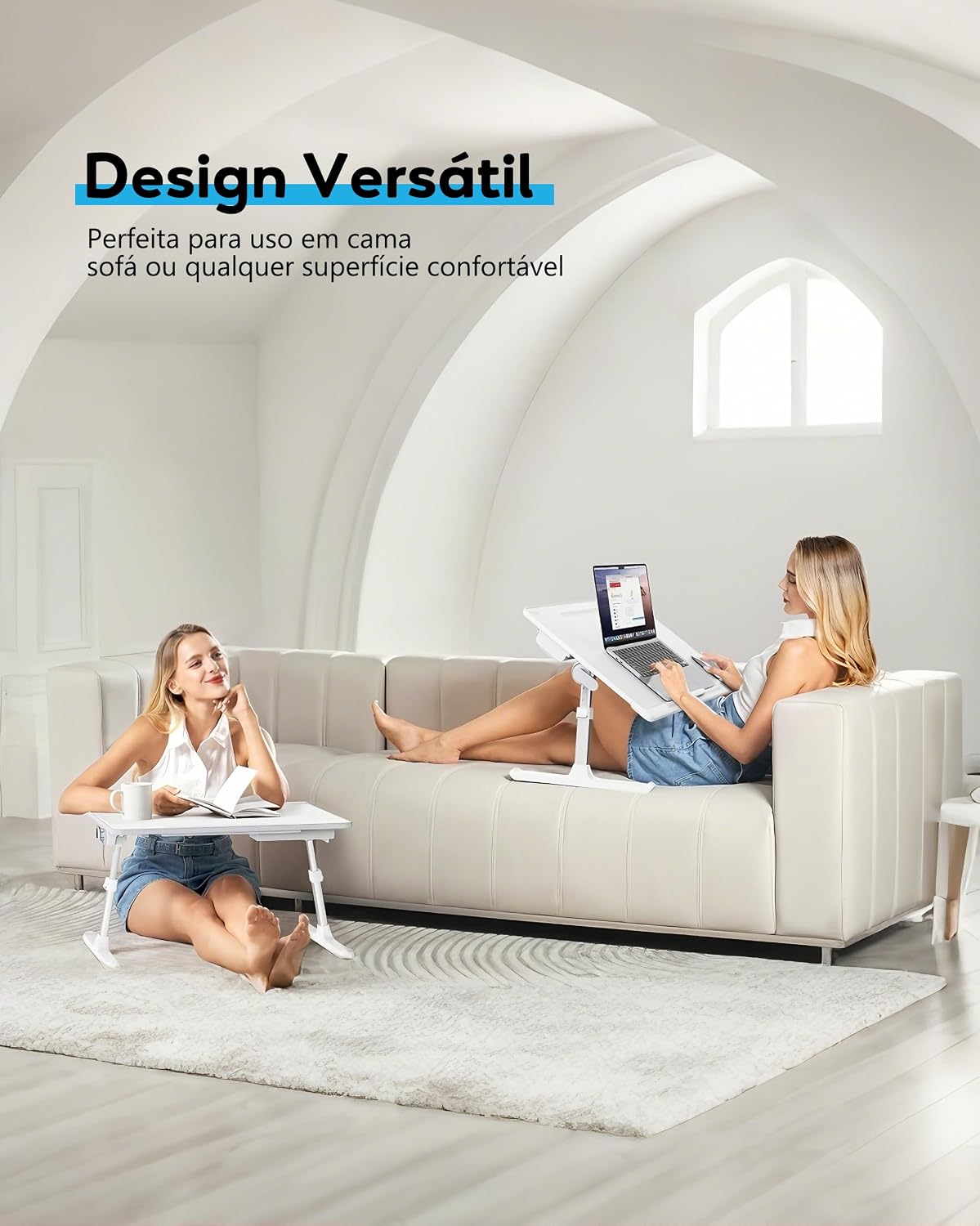 Mesa para Notebook, Mesa Portátil e Dobrável, Ajuste de Altura e Ângulo, 60x40CM, Ideal Para Cama, Sofá e Escritório