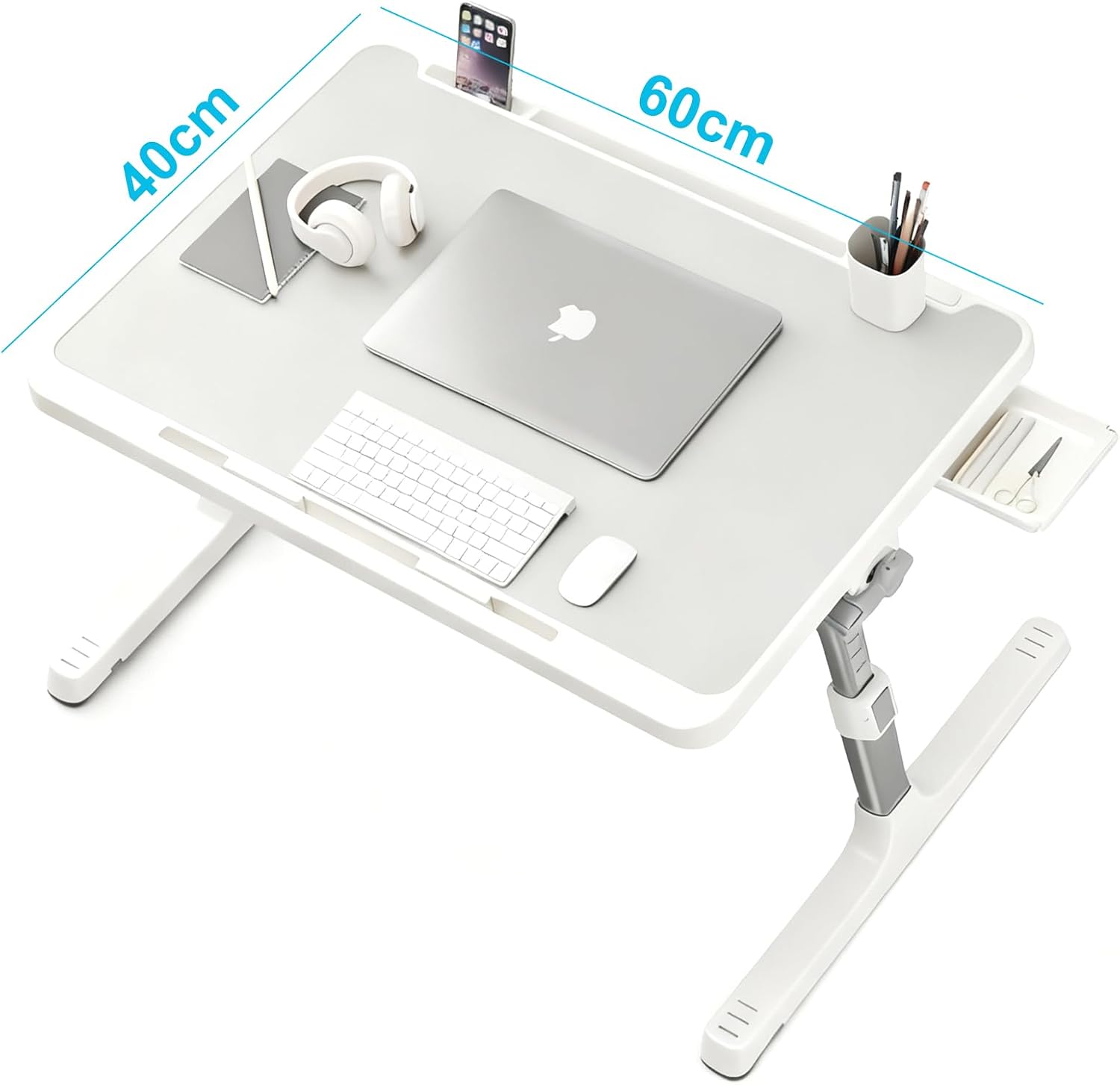 Mesa para Notebook, Mesa Portátil e Dobrável, Ajuste de Altura e Ângulo, 60x40CM, Ideal Para Cama, Sofá e Escritório