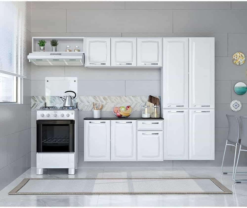 Armário de Cozinha Compacta Itatiaia Amanda Aço com Balcão 10 Portas 1 Gaveta