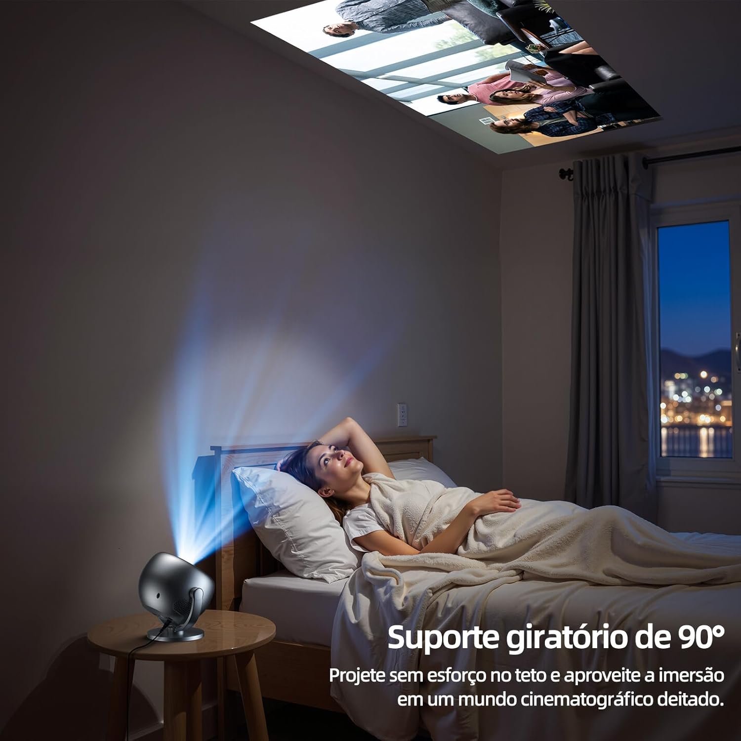 [Foco elétrico]Bettdow Mini Projetor Portatil 360° Tv Android/ios 4k 1080p 9000 Lumens