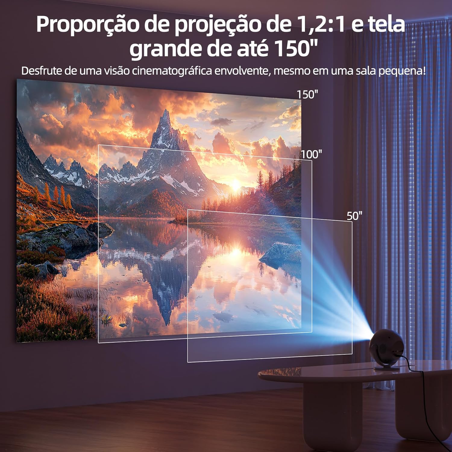 [Foco elétrico]Bettdow Mini Projetor Portatil 360° Tv Android/ios 4k 1080p 9000 Lumens