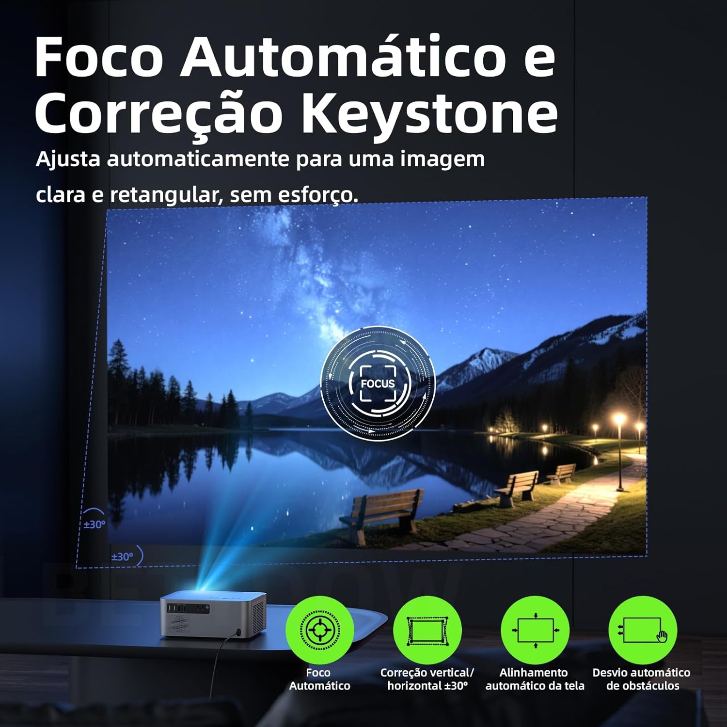 Bettdow Projetor 4k 8k 18000 Lumens [Netflix-Licensed] Hd 1080p nativo, Smart Projetores Retroprojetor Portatil 500 ANSI WiFi 6 BT 5 HDMI2.1, Auto Correção Trapezoidal, Foco Eletronico AC1082